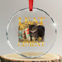 I Eat Cement Cat Meme Crystal Glass Ornament Funny Internet Memes Bootleg Cursed Cat Lovers TS10