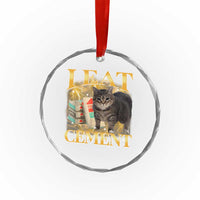I Eat Cement Cat Meme Crystal Glass Ornament Funny Internet Memes Bootleg Cursed Cat Lovers - Wonder Print Shop