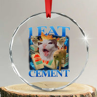 I Eat Cement Cursed Cat Crystal Glass Ornament Funny Cat Meme Ironic - Wonder Print Shop