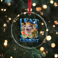 I Eat Cement Cursed Cat Crystal Glass Ornament Funny Cat Meme Ironic - Wonder Print Shop