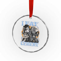 I Eat Cement Funny Alpha Wolf Meme Crystal Glass Ornament Stupid Brainrot Meme Edging Werewolf Boootleg Graphic
