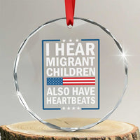 I Hear Migrant Children Also Have Heartbeats Crystal Glass Ornament Patriotic American Flag Human Rights
