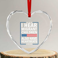 I Hear Migrant Children Also Have Heartbeats Heart Crystal Glass Ornament Patriotic American Flag Human Rights