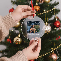 I Live Here Now Funny Doll Face Meme Baseball Lover Crystal Glass Ornament Game Day Reaction Sports Fan Gift