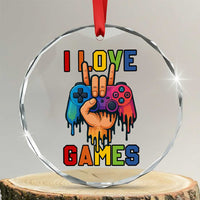 I Love Games Colorful Gamer Controller Gift Crystal Glass Ornament - Wonder Print Shop