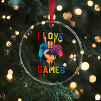 I Love Games Colorful Gamer Controller Gift Crystal Glass Ornament TS12