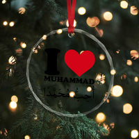 I Love Muhammad Crystal Glass Ornament Musliam Identity Islamic Peace and Pride - Wonder Print Shop