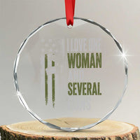I Love One Woman And Several Guns Crystal Glass Ornament Vintage American Flag Funny Husband Gun Lover