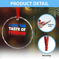 I Love The Taste Of Freedom Funny 4th of July Couple Matching Crystal Glass Ornament