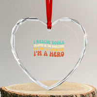 I Rescue Books Heart Crystal Glass Ornament Funny Booksellers Bookworm Book Lover Reader Gift - Wonder Print Shop