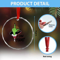 I Saw That Crystal Glass Ornament Funny Elf Hand Christmas TS14