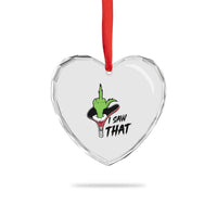 I Saw That Heart Crystal Glass Ornament Funny Elf Hand Christmas - Wonder Print Shop