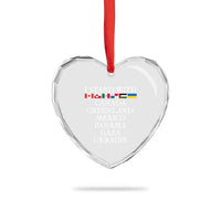 I Stand With Canada Greenland Mexico Panama Gaza Ukraine Heart Crystal Glass Ornament - Wonder Print Shop