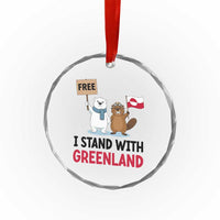 I Stand With Greenland Crystal Glass Ornament Anti Authoritarian Political Gag Gift