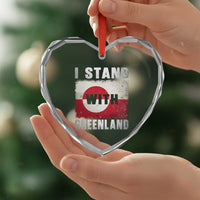 I Stand With Greenland Heart Crystal Glass Ornament Support Greenlanders Vintage Greenland Flag