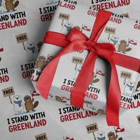 I Stand With Greenland Wrapping Paper Roll Anti Authoritarian Political Gag Gift