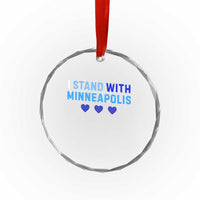 I Stand With Minneapolis Crystal Glass Ornament Blue Heart Solidarity Support Minnesota Strong