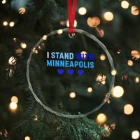 I Stand With Minneapolis Crystal Glass Ornament Blue Heart Solidarity Support Minnesota Strong