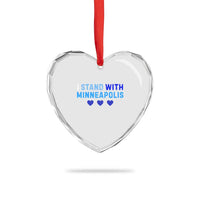 I Stand With Minneapolis Heart Crystal Glass Ornament Blue Heart Solidarity Support Minnesota Strong
