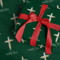 I Stand With Pope Leo Brushstroke Cross Wrapping Paper Roll Religious Christian Witness