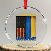 I Stand With Ukraine Crystal Glass Ornament Ukrainian American Flag TS02