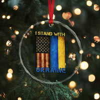 I Stand With Ukraine Crystal Glass Ornament Ukrainian American Flag TS02