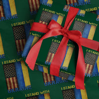 I Stand With Ukraine Wrapping Paper Roll Ukrainian American Flag - Wonder Print Shop