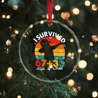 I Survived 67 33 Days Of School Crystal Glass Ornament Funny Six Seven Meme Math Teacher Kids 100th Day