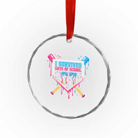I Survived 67 Days Of School Baseball Ice Cream Crystal Glass Ornament Funny Christmas Six Seven Meme - Wonder Print Shop