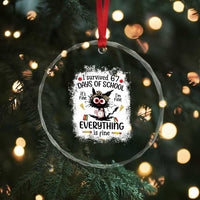 I Survived 67 Days of School Crystal Glass Ornament Funny Teacher Black Cat Chaos Everything Is Fine - Wonder Print Shop