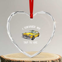 I Survived My Trip to NYC Heart Crystal Glass Ornament Funny New York City Yellow Taxi Meme