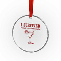 I Survived Patricia's Sunset Cocktails Crystal Glass Ornament Vintage 90s Trendy TV Show Movie