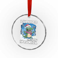 I Survived The Snow In Florida Crystal Glass Ornament Funny Crocodile TS02