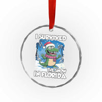 I Survived The Snow In Florida Crystal Glass Ornament Funny Crocodile - Wonder Print Shop