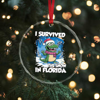 I Survived The Snow In Florida Crystal Glass Ornament Funny Crocodile TS02