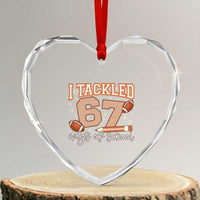 I Tackled 67 Days of School Heart Crystal Glass Ornament Funny Six Seven Meme Football Lover Milestone - Wonder Print Shop