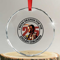 I Wear Orange For The 215 Stolen Children Crystal Glass Ornament Indigenous Girl Orange Shirt Day TS02