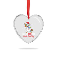 I Wear Red For World AIDS Day Heart Crystal Glass Ornament Santa Unicorn Dabbing Christmas Gift - Wonder Print Shop