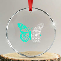 I Wear Teal For Sexual Assault Awareness Crystal Glass Ornament
