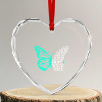 I Wear Teal For Sexual Assault Awareness Heart Crystal Glass Ornament