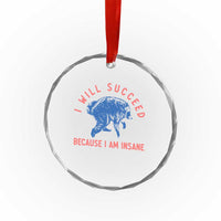 I Will Succeed Because I Am Insane Crystal Glass Ornament Funny Jimothy Raccoon Meme