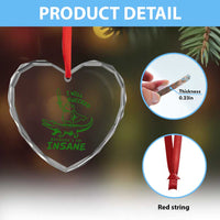 I Will Succeed Because I Am Insane Frog Crocodile Heart Crystal Glass Ornament