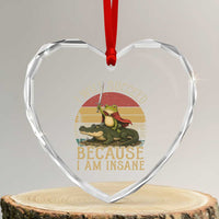 I Will Succeed Because I Am Insane Funny Frog Riding Alligator Heart Crystal Glass Ornament