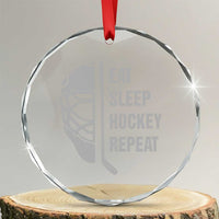 Ice Hockey Player Crystal Glass Ornament Funny Eat Sleep Hockey Repeat Sport Fan - Wonder Print Shop