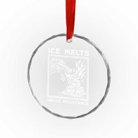 Ice Melts Under Resistance Crystal Glass Ornament Against Ice Protest Dragon Graphic with Fire