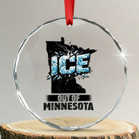 Ice Out of Minnesota Crystal Glass Ornament MN State Map Abolish Ice Protest