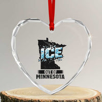 Ice Out of Minnesota Heart Crystal Glass Ornament MN State Map Abolish Ice Protest