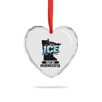Ice Out of Minnesota Heart Crystal Glass Ornament MN State Map Abolish Ice Protest
