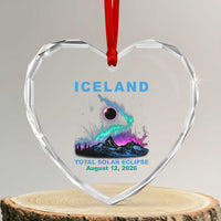 Iceland Total Solar Eclipse 2026 Heart Crystal Glass Ornament August 12 Eclipse Totality Chaser Aurora Northern Lights