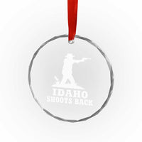 Idaho Shoots Back Cowboy Gunslinger Silhouette Patriotic Graphic Crystal Glass Ornament